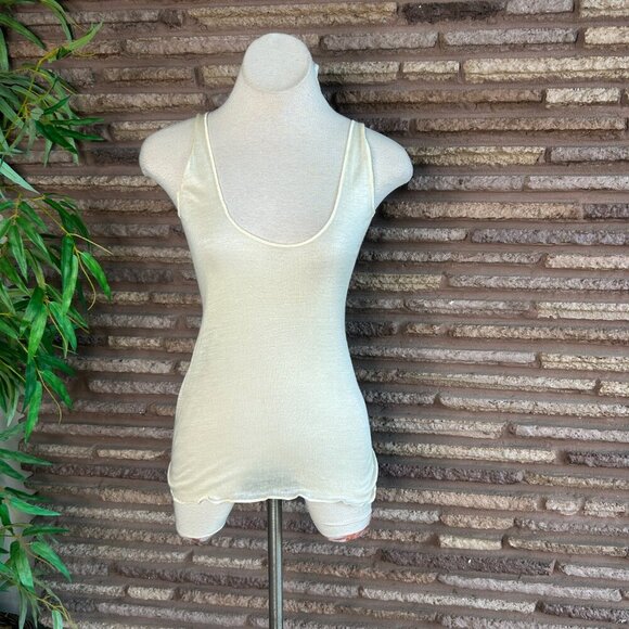 RN Covertible Ivory Sheer Double Layer Tank and Sweater Size Small - Picture 2 of 9